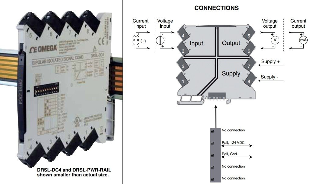 美国OMEGA双极隔离式DIN导轨式信号调节器