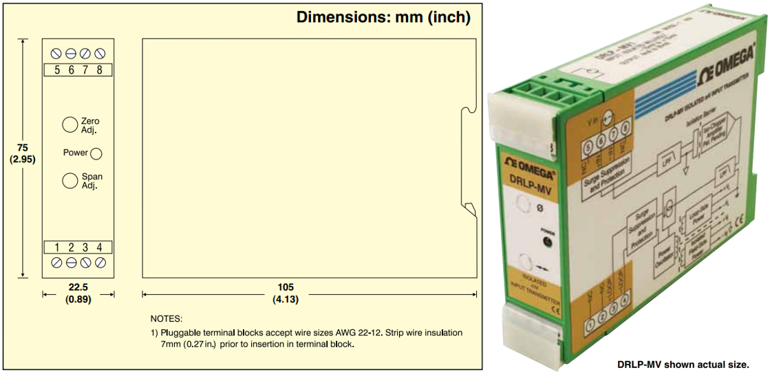 美国OMEGA DIN轨道环路供电模拟电压输入变送器
