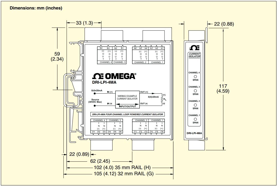 美国OMEGA输入回路供电DIN导轨多通道隔离器