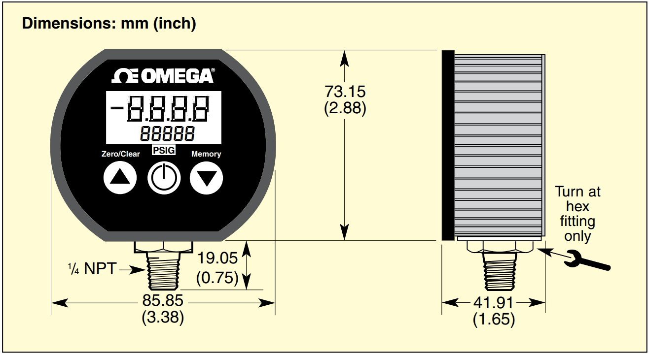 美国OMEGA具有可选工程单位和测量存储器的数字压力表