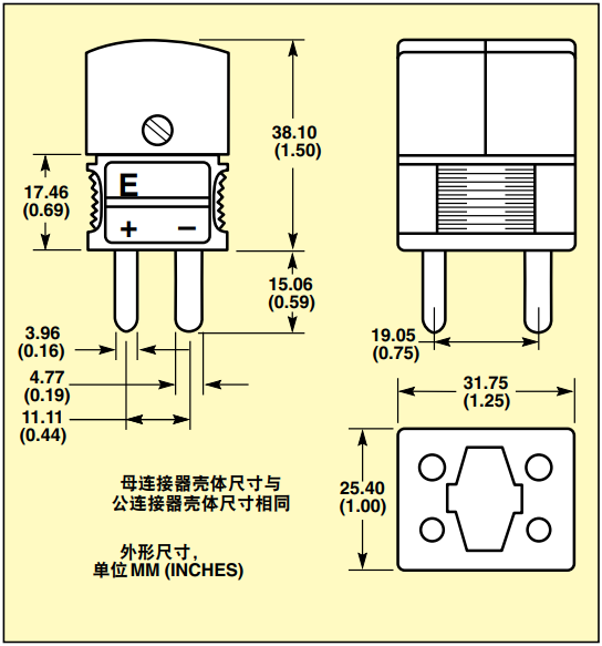 美国OMEGA四插脚双电路标准连接器