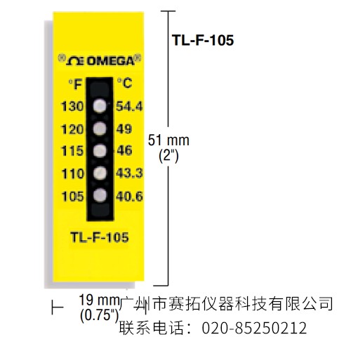 美国OMEGA不可逆5点式测温标签(℃/℉)TL-F系列
