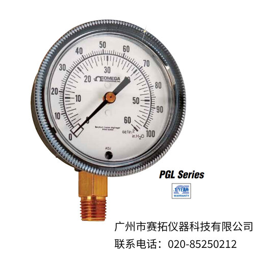 美国OMEGA低压力膜片压力表PGL-25系列